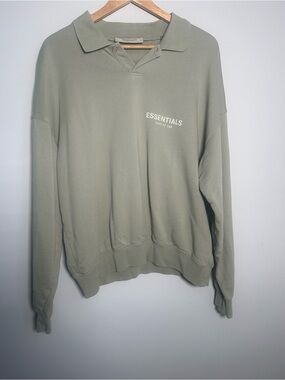 Essentials Sage Green Crewneck pullover Sweatshirt